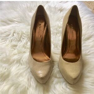 BCBGeneration Cream Textured Heels. 4 1/2 inches.